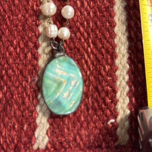 Unique, handmade, pearl and stone necklace. - Picture 2 of 5